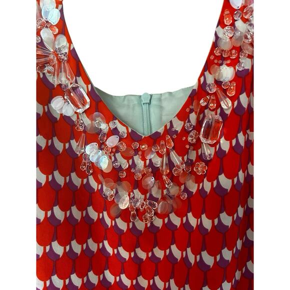 Nanette Lepore Womens 100% Silk Lined Pinkish Orange Beaded Halter Tank Top Sz.4 - Picture 4 of 11